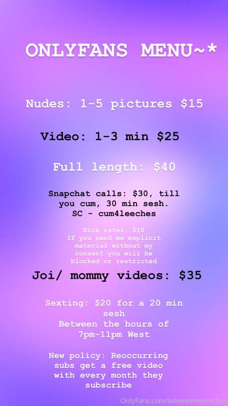 New menu <3 love y’all ! I’ll make it pretty and creative la..