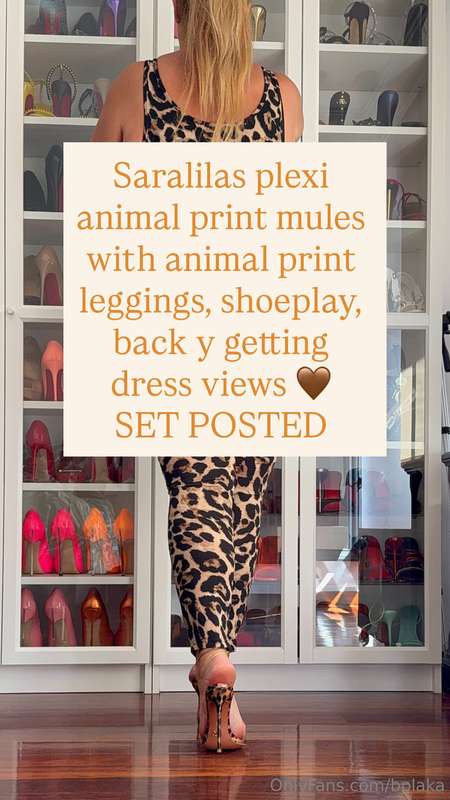 Saralilas plexi animal print mules with animal print legging..