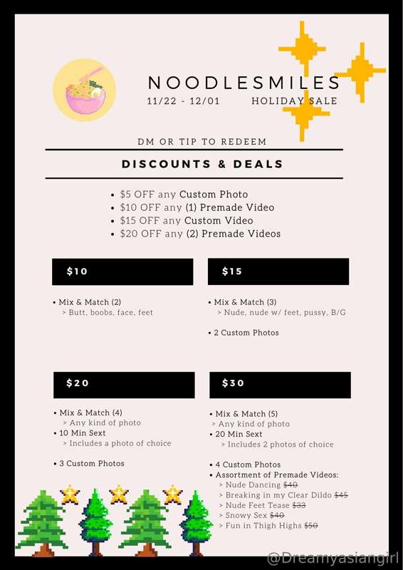 Noodle’s Holiday Sale!🍂🧡
(11/22 - 12/01)
*DM or tip to redee..
