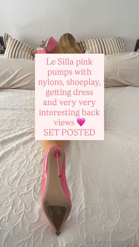 Le Silla pink pumps with nylons, shoeplay, getting dress and..