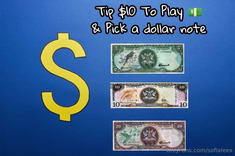 TIP $10 to play and choose a dollar on the picture above 💲

..