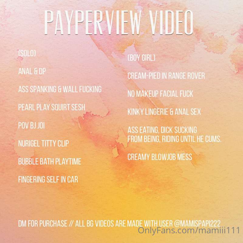Pay Per View Video List (PPV) updated as of March 17, 2022

..