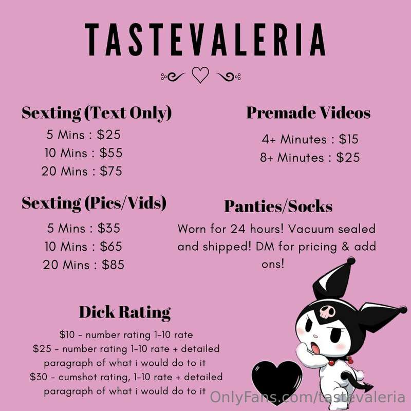 here’s my menu ♡