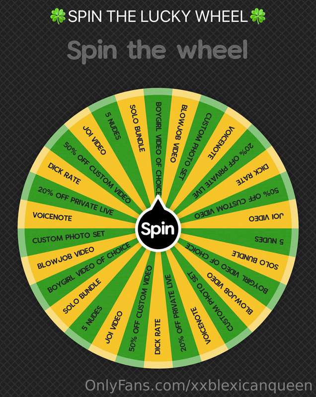 🎡💚NEW MONTH, NEW WHEEL💚🎡
FEELING LUCKY? 🍀 

***$10 - 1 Spin*..