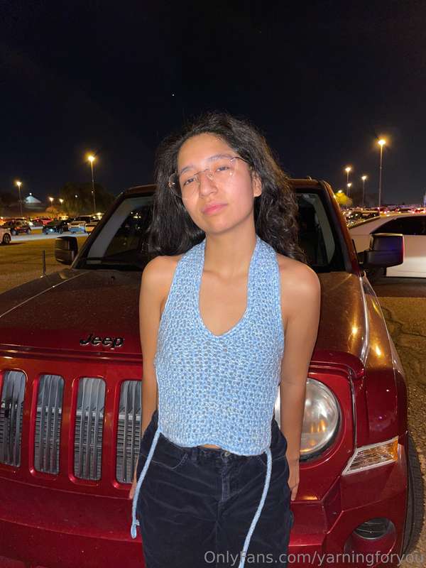 made this halter top for the summer using two different yarn..