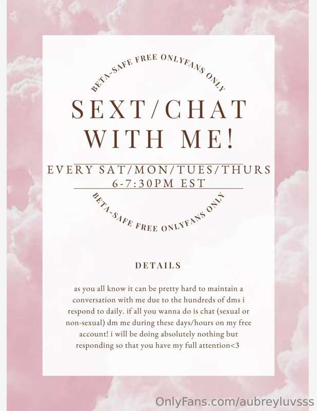 SEXTING - CUCKING - HUMILIATING - CHATTING 
only on @aubreys..