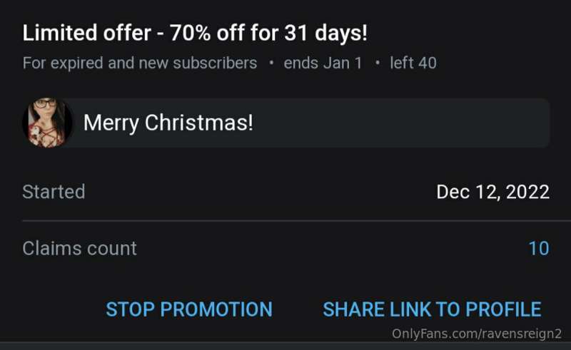 Don't forget you have until January 1st to get my premium pa..
