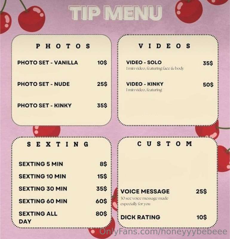 🍒 TIP MENU 🍒