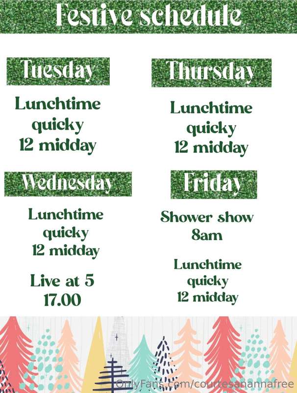 Festive weekly schedule of live streams on my VIP page @cour..