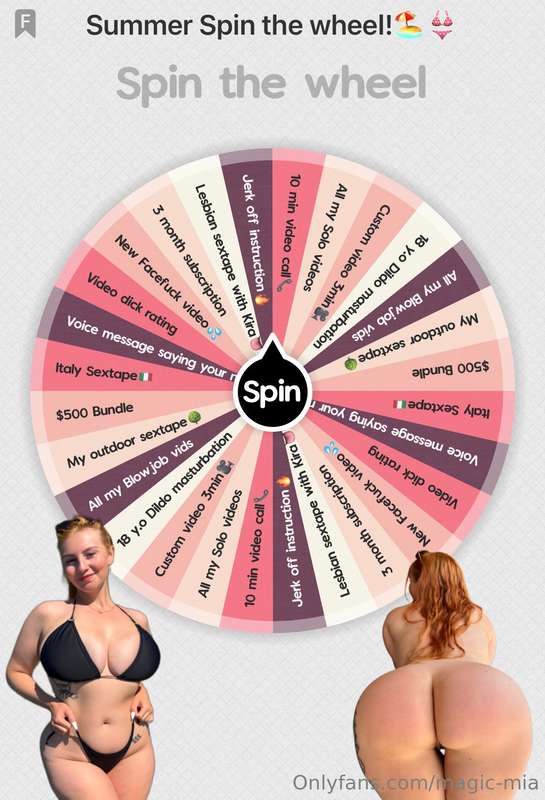 🍀SPIN THE WHEEL🍀 1 SPIN= 15$ 🎁Tip 15$ to spin the wheel! Pri..