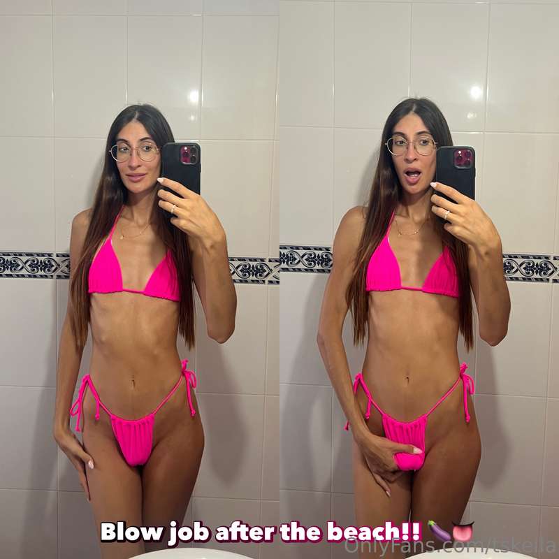 🚨 NEW! Cumming on my pink bikini!! 👙🍆💦 Imagine this scenario..
