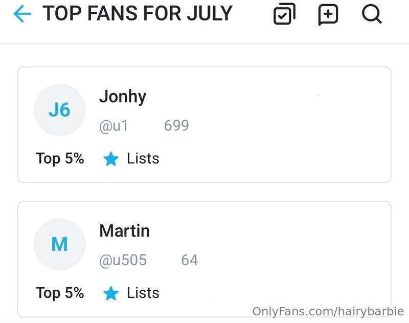 my top fans for july i love y’all thank you for supporting m..