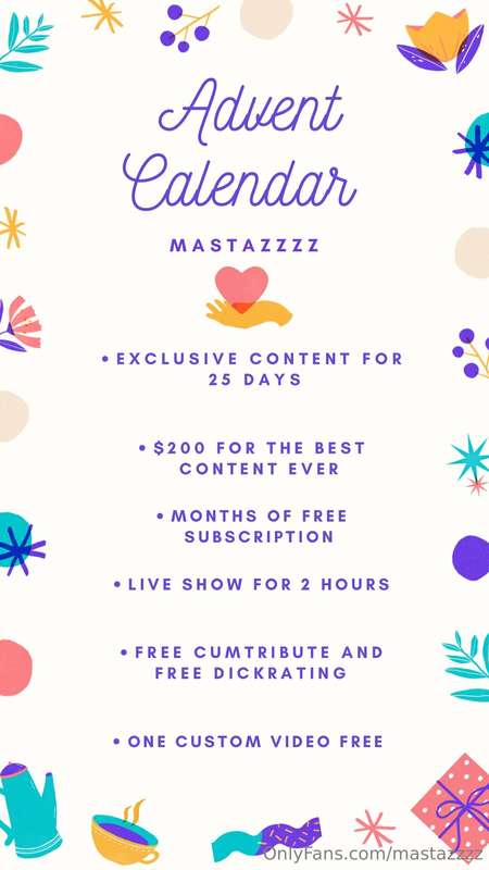 𝐀𝐃𝐕𝐄𝐍𝐓 𝐂𝐀𝐋𝐄𝐍𝐃𝐀𝐑 𝐁𝐘 𝐌𝐀𝐒𝐓𝐀𝐙𝐙𝐙𝐙
𝘍𝘰𝘳 𝘵𝘩𝘦 𝘮𝘰𝘯𝘵𝘩 𝘰𝘧 𝘋𝘦𝘤𝘦𝘮𝘣𝘦𝘳, 𝘵𝘢𝘬𝘦..