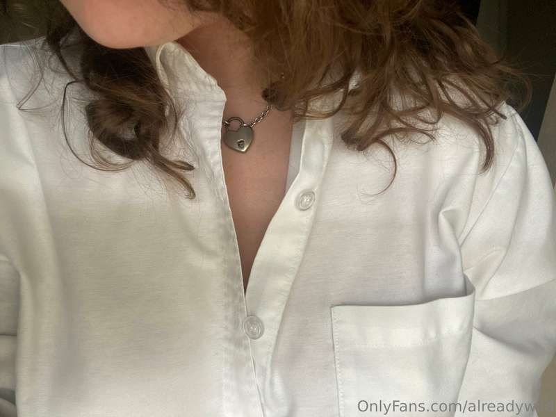 A new white shirt; I love the way I look in it. I love butto..