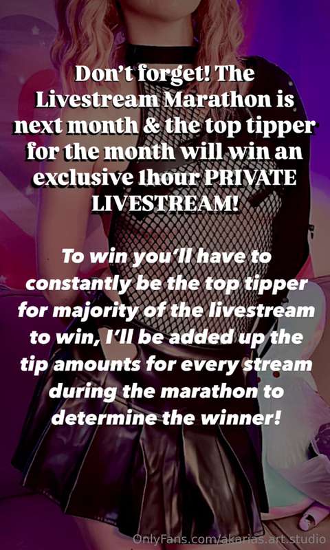 Don’t forget about the challenge for the livestream marathon..