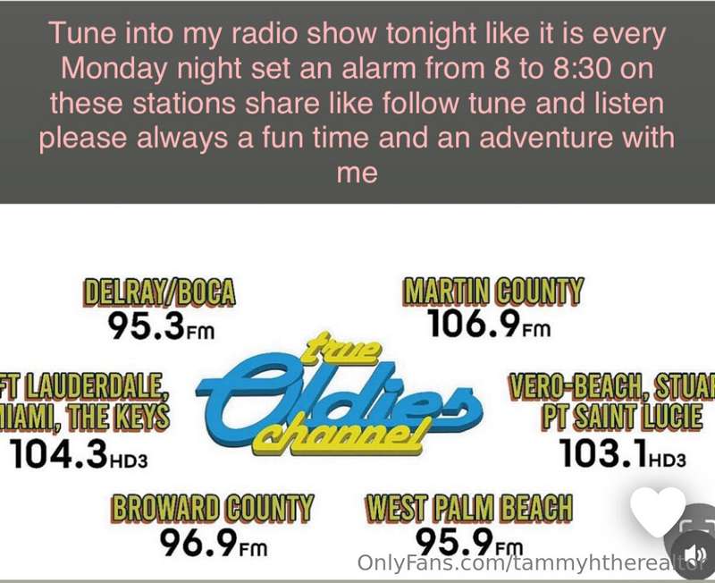 Tune into my radio show on the stations from 8 to 830 every ..