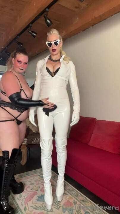 Polishing My Tight, White Catsuit with Queen Mary @qu33nmary..