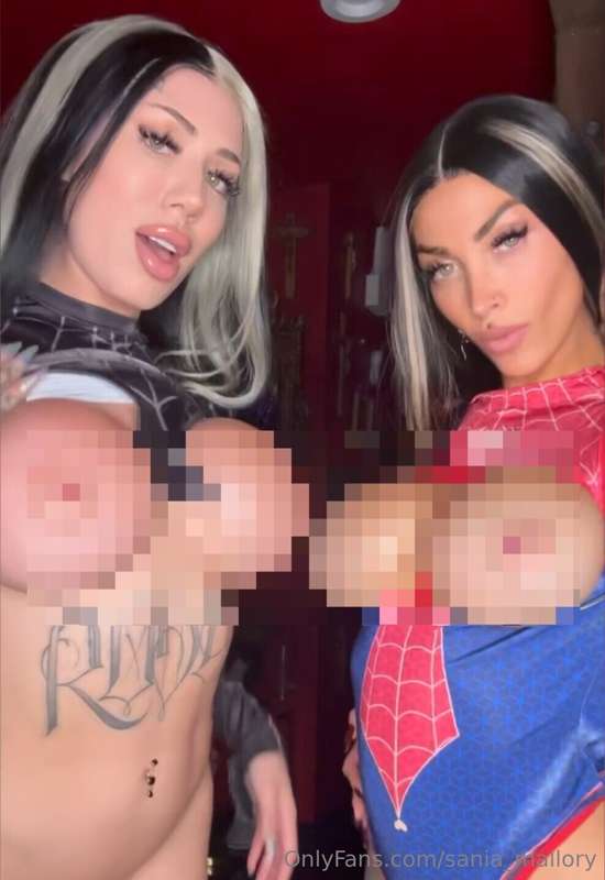 🕸️ Spidergirls caught you in their web… taking turns wrappin..