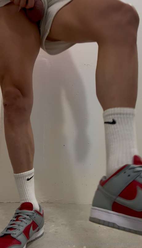 Edging in Red & Grey Dunks – 30 SecondsNo jock today. Just m..
