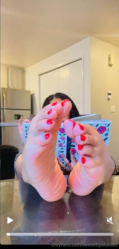 Come watch me be annoyed as you goon over my cherry red toes..