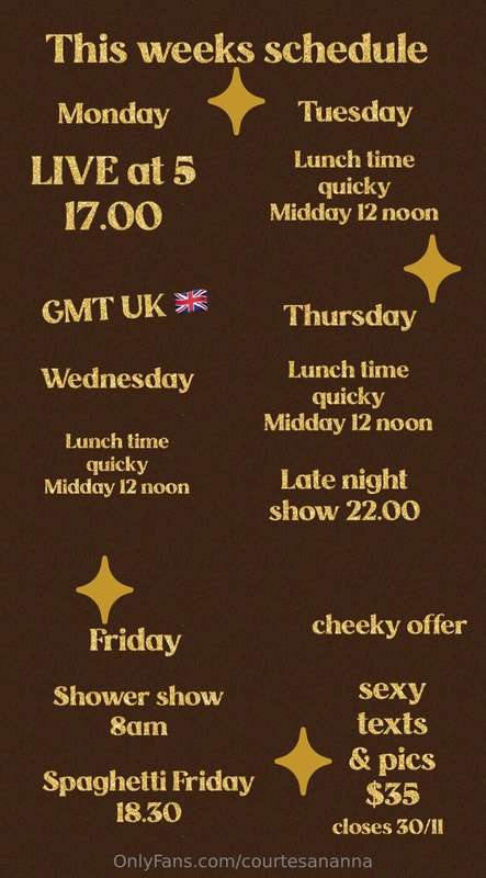 This weeks schedule … Love you 😍 🫵🏻 to come join me 