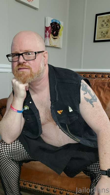Had some fun in my denim vest, kilt, and some "almost fishne..