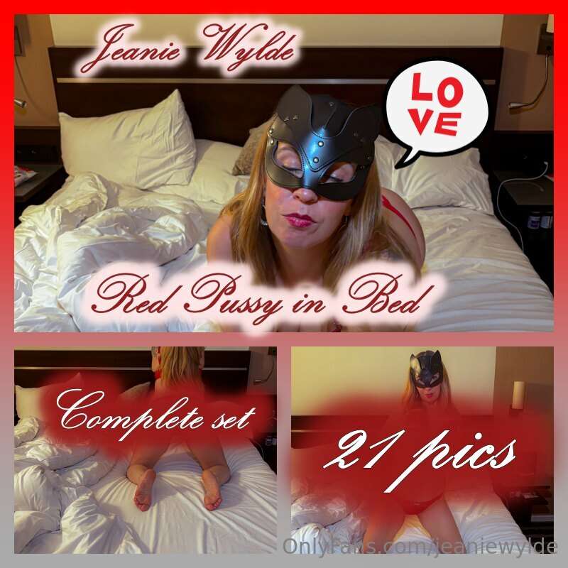 I’m dressed in red, stretched out on the bed like a little k..