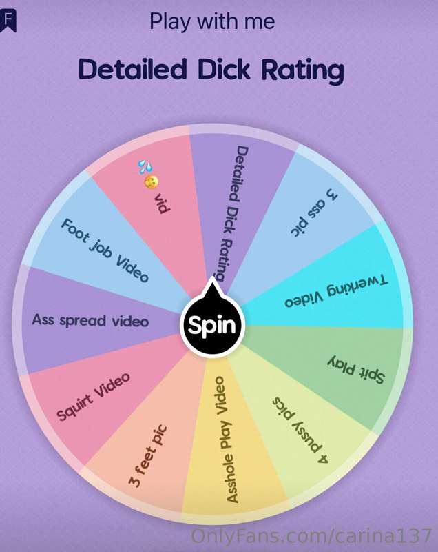 Spin the Wheel baby, Are you ready ? 😏

$7 for one spin 💦
$1..