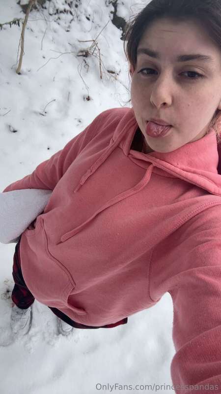 i strip down to nothing but my shoes outside in the snow ❄️ ..