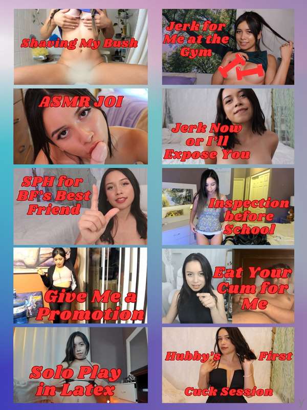 Here is a partial list of all my videos DM me if interested.