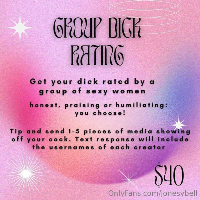 DM me if you want to get a group dick rating! Multiple model..
