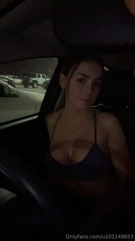 Took a little clip of my tits for you in the busy parking lo..