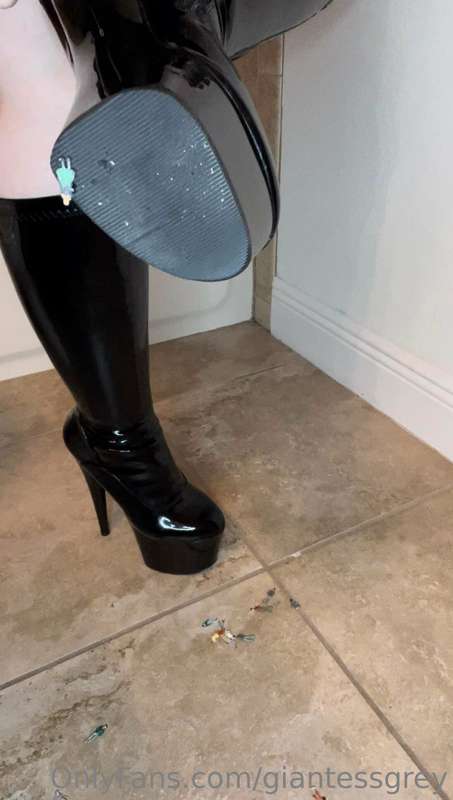 I love the sound you make beneath my big black boots.