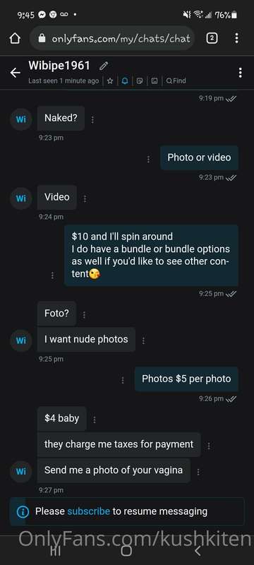 Everyone lookout for someone trying to bargain prices I just..