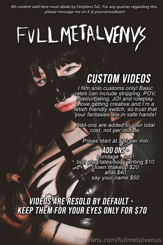 My updated customs menu!  If there's anything you don't see ..