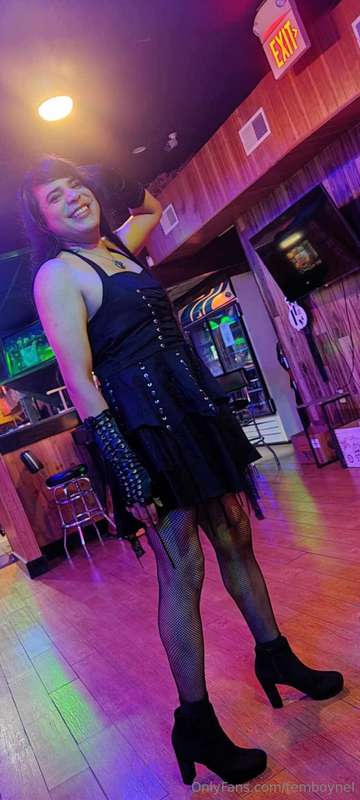 I went out for some drinks in my new black halter dress with..