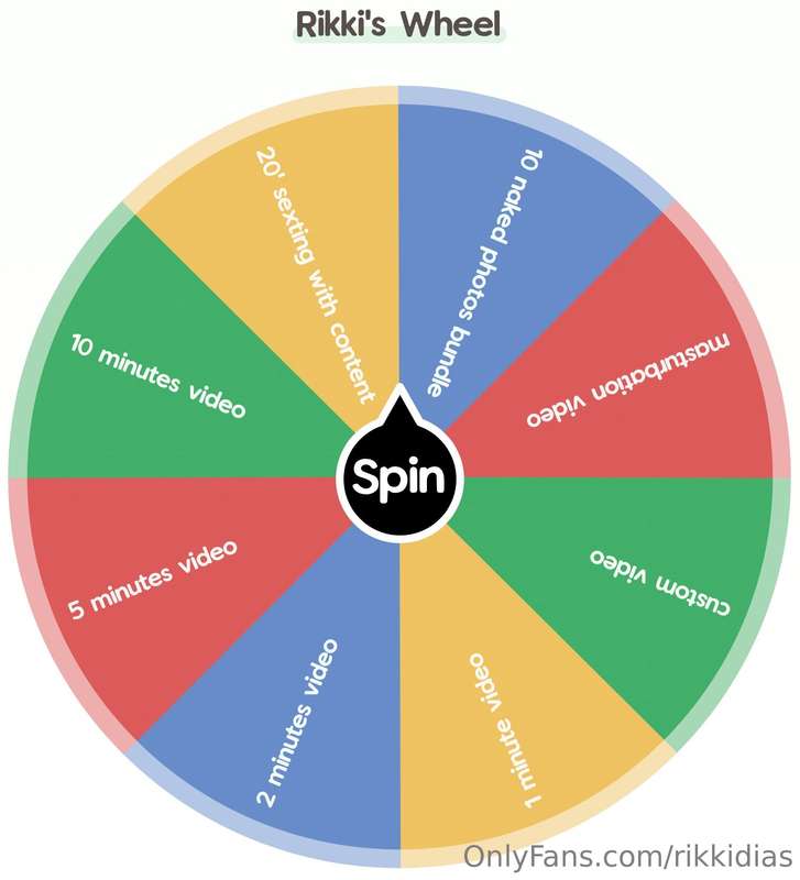 Tip me 15$ and try your luck at Rikki's wheel. 🎡 I will spin..