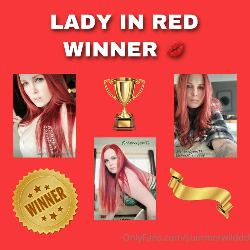 LADY IN RED WINNER 💋  🍒@Cherxxjem77🍒  🥰FREE subscription: on..