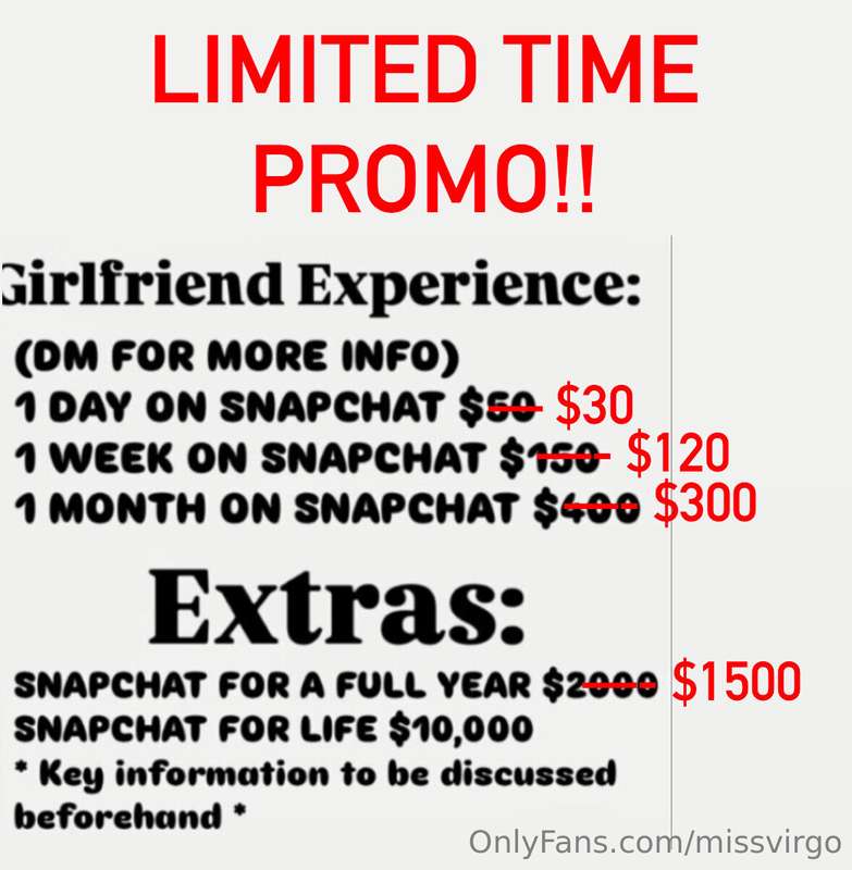 PROMO!! Girlfriend Experience on Snapchat! Limited spots ava..