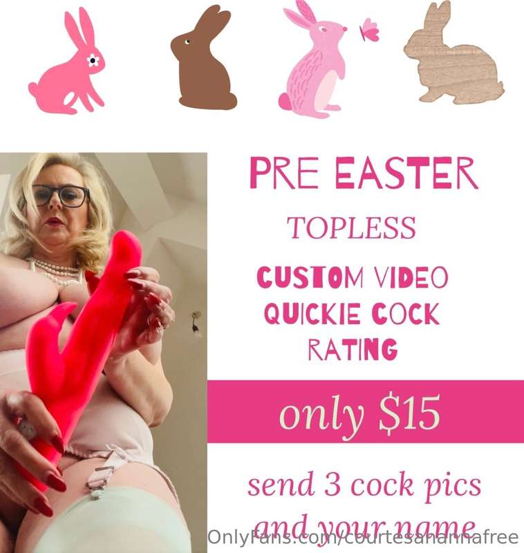 Take advantage of an Early Easter topless cock rating offer ..