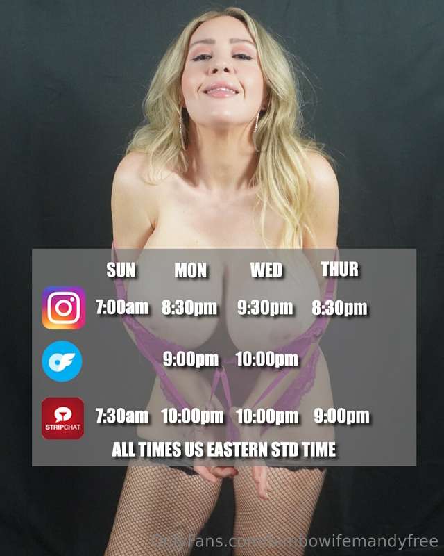Streams!!! All Times, Eastern US Standard Time (NYC)
Instagr..