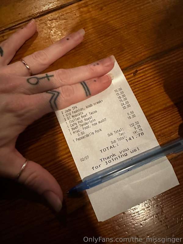 Dinner on you. Add $40 tip.