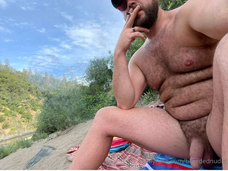 Smoke and stroke by the naked river spot in Auburn Californi..
