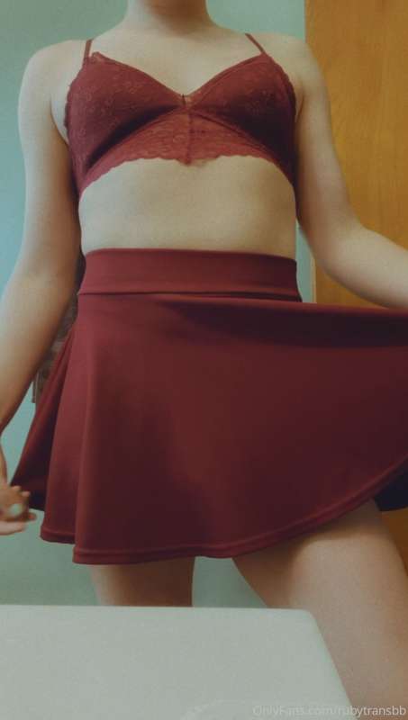 Red lingerie look with girlcock💖✨