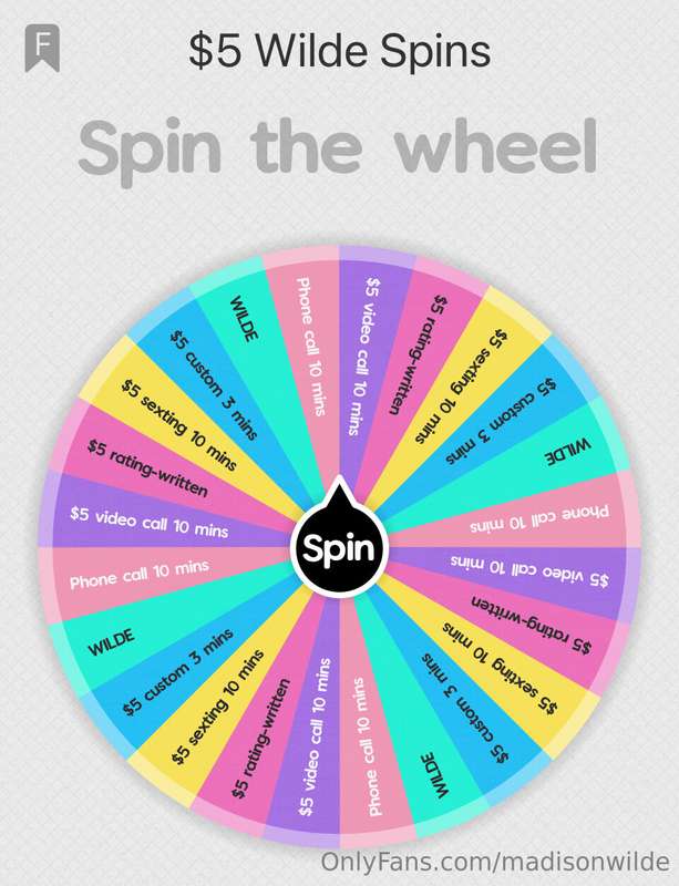 $5 WILDE SPINS!!!The wheel is back at $5 spin!!$5 : 1 spin$1..