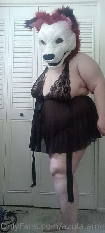 Skully the Skull Wolf in lingerie