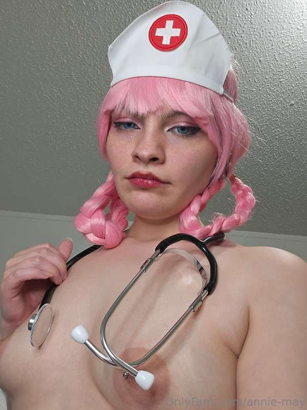 Nurse joy fingers herself just for you