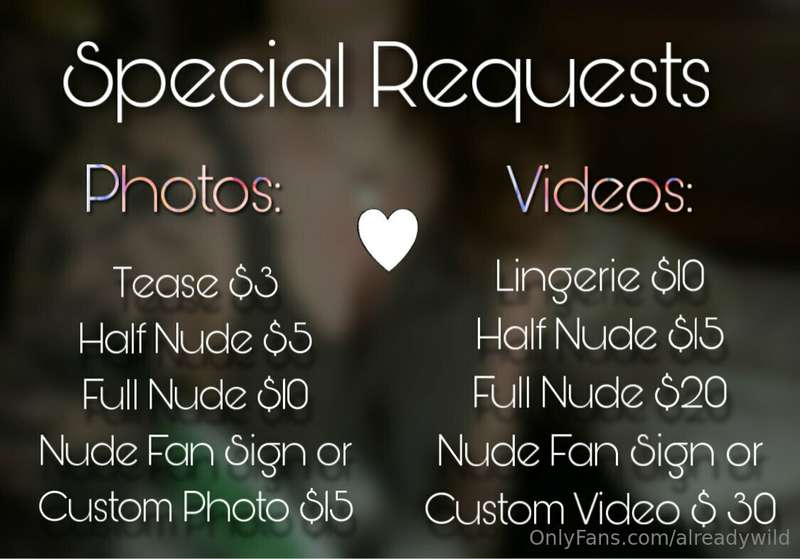 Here is my little “menu” for special requests. These prices ..