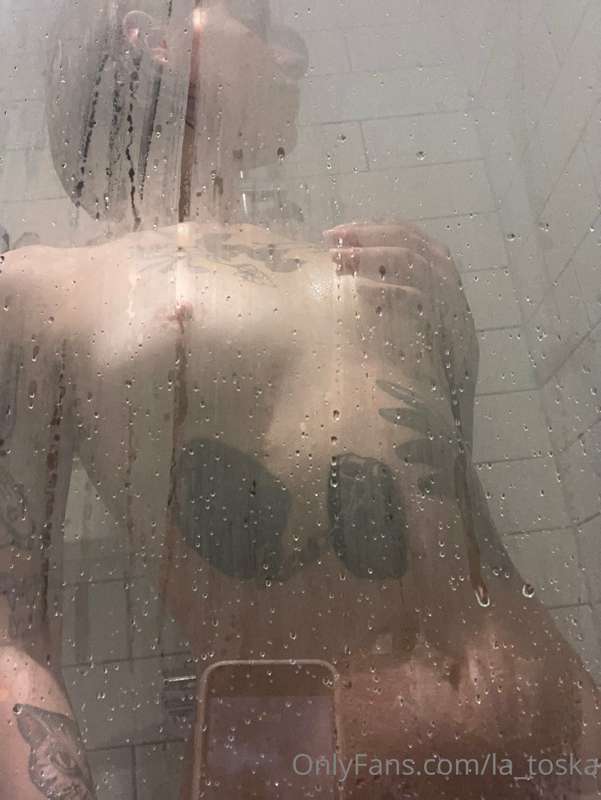 Candids in the shower, with special guest: my phone’s reflec..