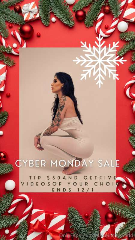 CYBER MONDAY SALE
Tip $50 and get FIVE full videos of your c..